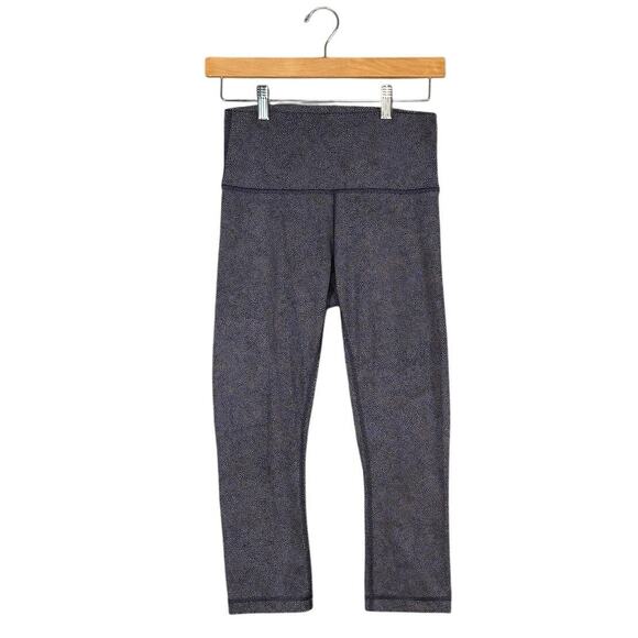 Lululemon Wunder Under 21” Capri Leggings | Black Gray Cheetah Print | Sz 6 - Picture 1 of 5